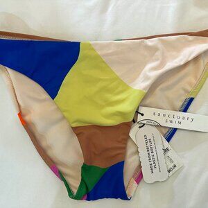 Sanctuary Printed Multi-Scape Cinched-Back Hipster Bikini Bottoms Size S - NWT